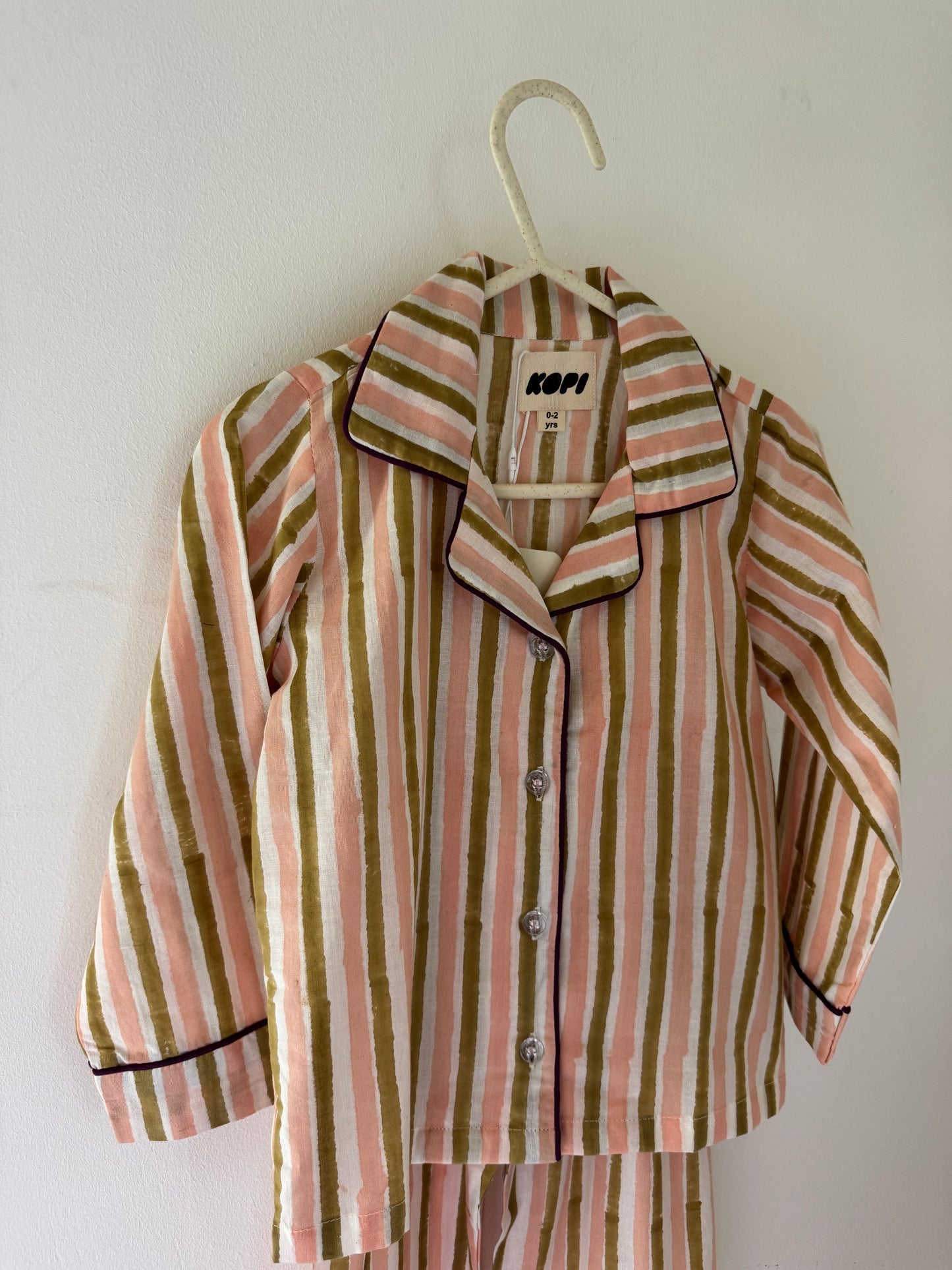 The Sunday Set in Pink & Olive Stripey