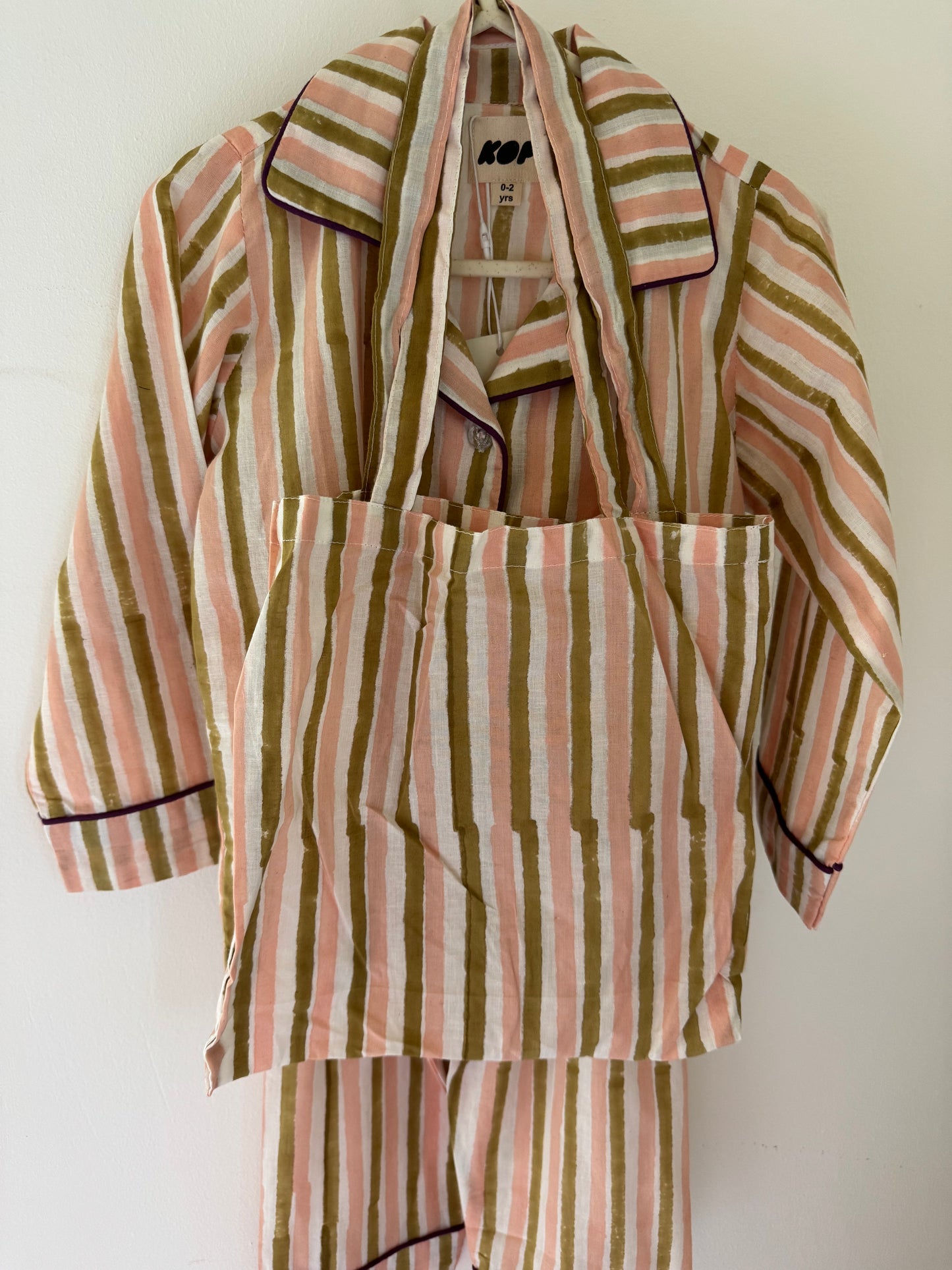 The Sunday Set in Pink & Olive Stripey